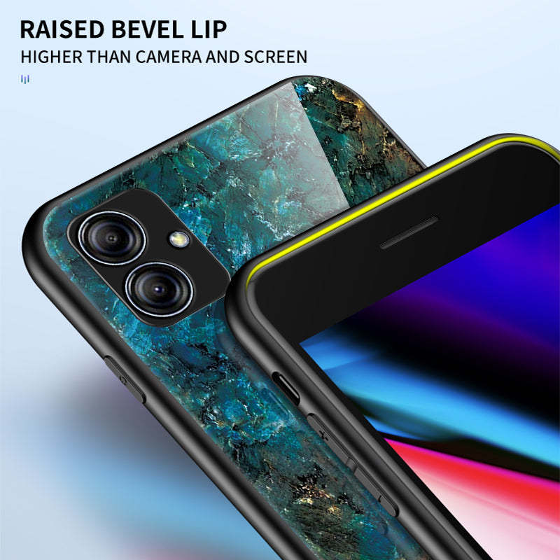 For Samsung Galaxy A04e 4G F04 4G M04 4G Marble Pattern Printing Tempered Glass Protective Phone Back Cover PC TPU Phone Case For Samsung Galaxy A04e 4G F04 4G M04 4G Marble Pattern Printing Tempered Glass Protective Phone Back Cover PC TPU Phone Case